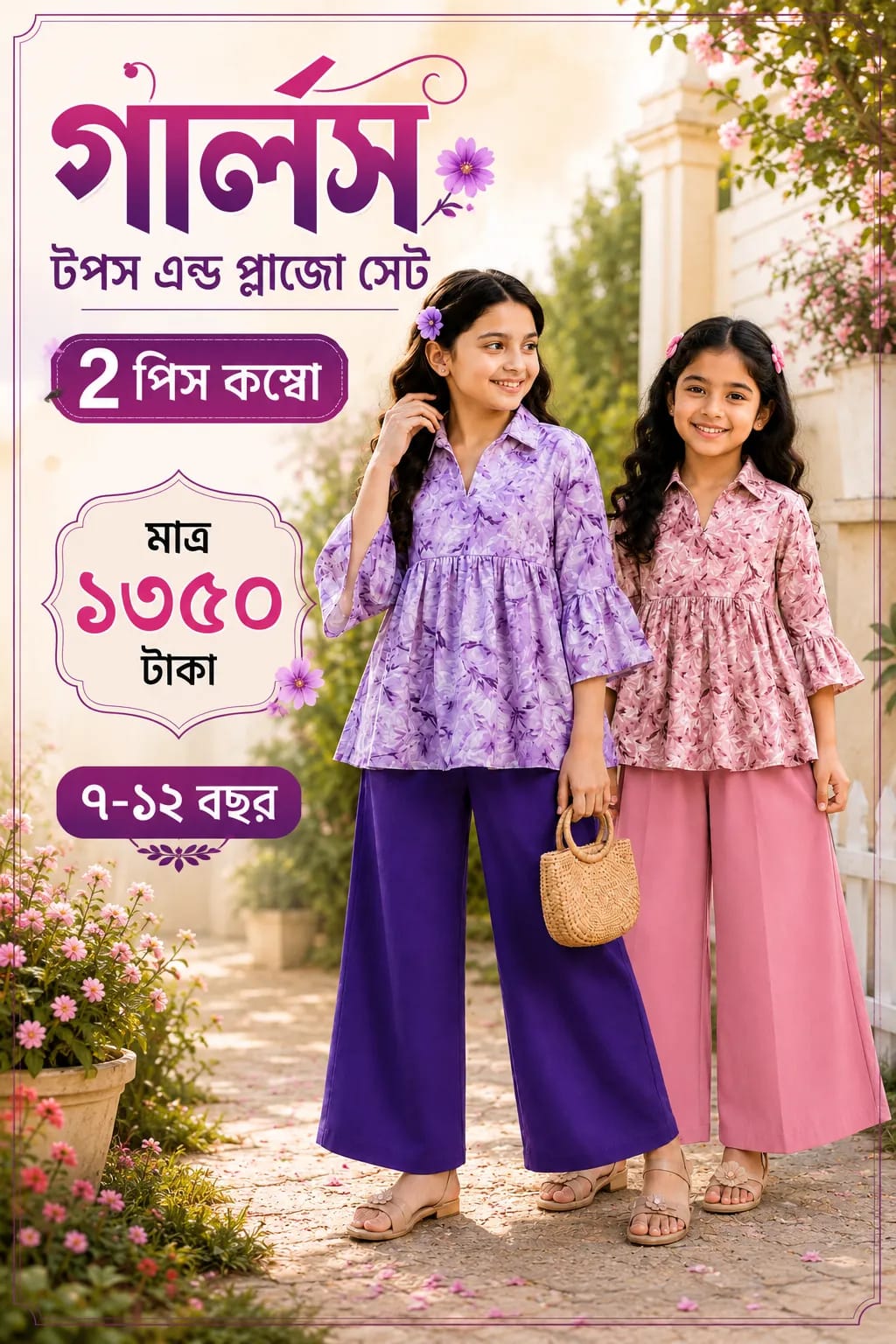 Girl Tops & Palazzo Set-2Ps Combo MGTPSC-301