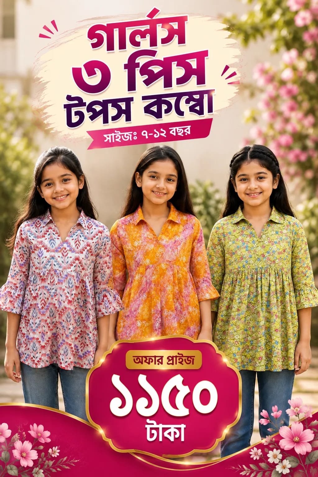 Girls Tops 3 Pcs Combo MGTC-402