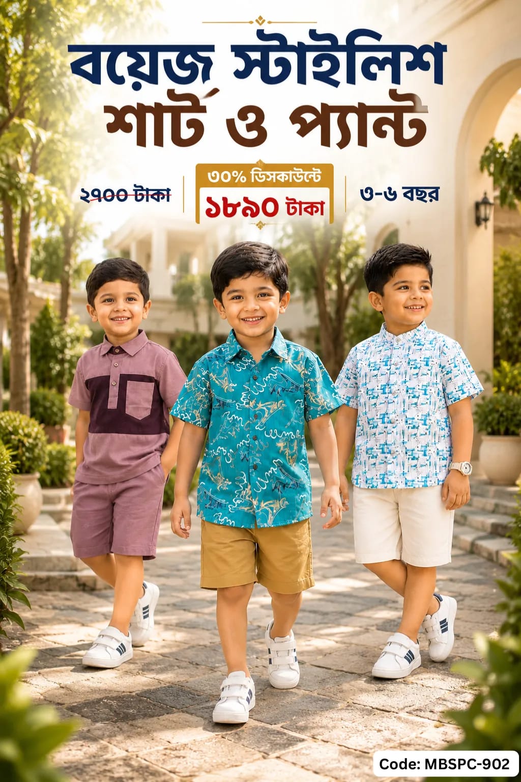 Boys Shirt & Pant 3Ps Combo - MBSPC-902